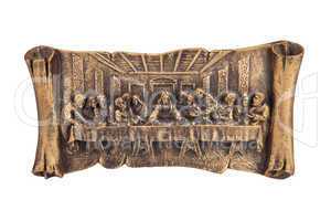 Last supper of Christ relief, isolated on white
