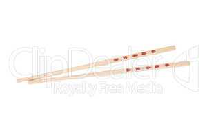 Chopsticks with the Chinese/Japanese symbols, isolated on white