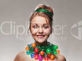 Portrait of the young girl who have put on instead of a beads a