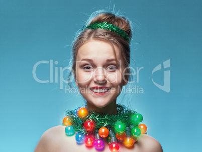 Portrait of the young girl who have put on instead of a beads a