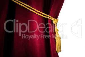 red velvet curtain with tassel