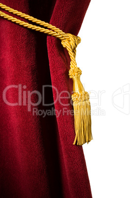 red velvet curtain with tassel
