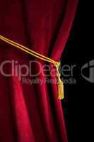 red velvet curtain with tassel