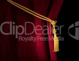 red velvet curtain with tassel