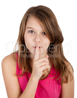 girl with finger on her lips