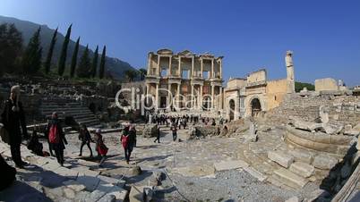 tourist visiting ruins ancient city