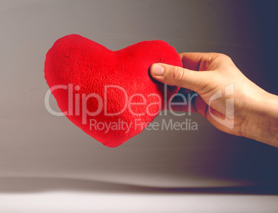 vintage look red plush heart.