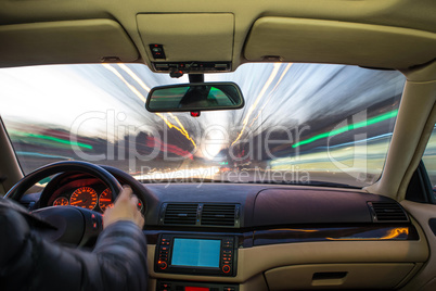 car interior on driving.