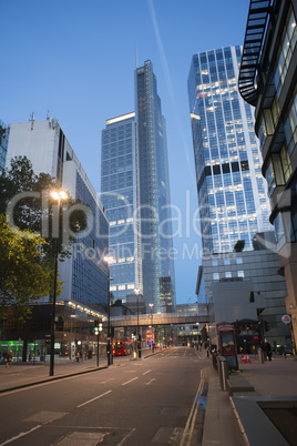 the city of london at night