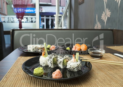 sushi in restaurant