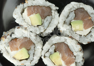 close up sushi in plate