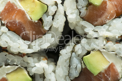 close up sushi in plate