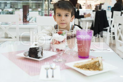 cake and a milkshake in confectionery