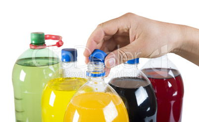 carbonated drinks in plastic bottles