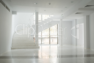 interior of a building with white walls