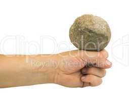hand holding stone ball