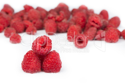 raspberries white isolated