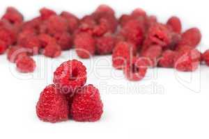 raspberries white isolated