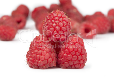 raspberries white isolated