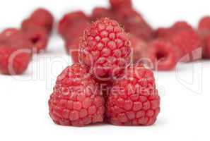 raspberries white isolated