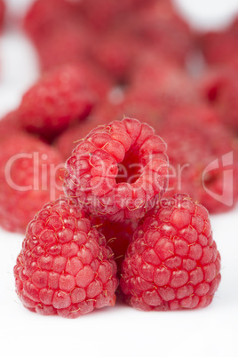 raspberries white isolated