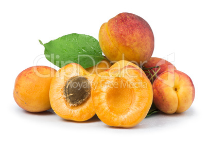 apricots and leaf white isolated
