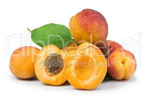 apricots and leaf white isolated