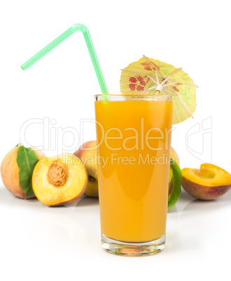 peaches and glass with juice