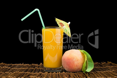 peaches and glass with juice