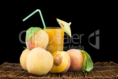 peaches and glass with juice