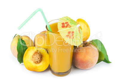 peaches and glass with juice