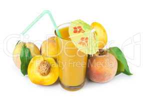 peaches and glass with juice
