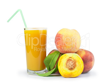 peaches and glass with juice