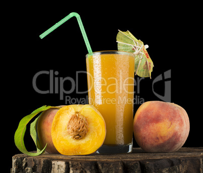 peaches and glass with juice