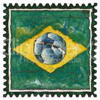brazilian flag with ball in grunge style
