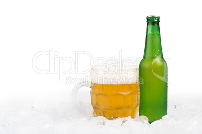 bottle of beer and beer mug