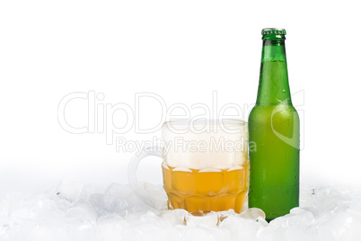 bottle of beer and beer mug