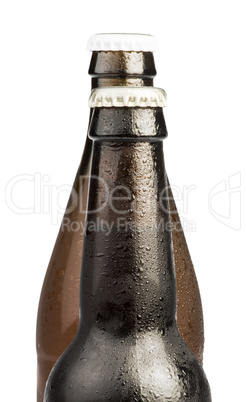 brown beer bottles isolated