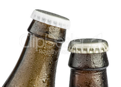 brown beer bottles isolated