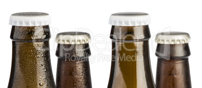 brown beer bottles isolated