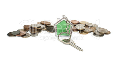 coins and house key ring