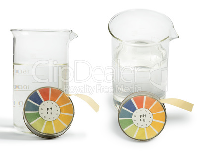 litmus paper and beaker