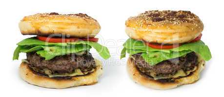 hamburger with meat and lettuce