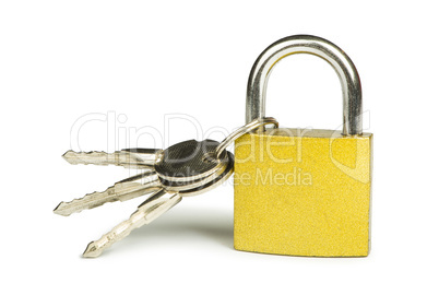 yellow padlock and keys