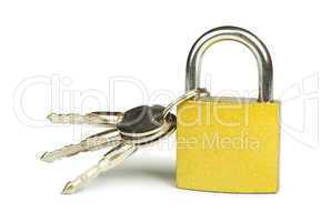 yellow padlock and keys