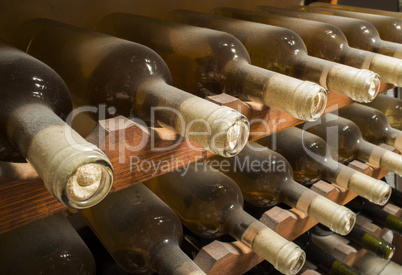 wine bottles on shelf