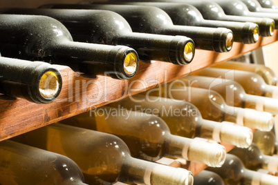 wine bottles on shelf