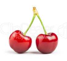 two cherries white isolated