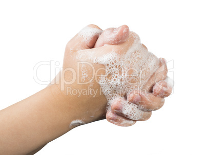 lathered hands and soap