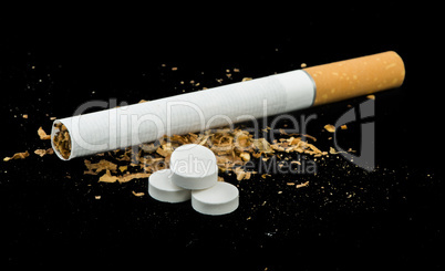 cigarette, tobacco and pills